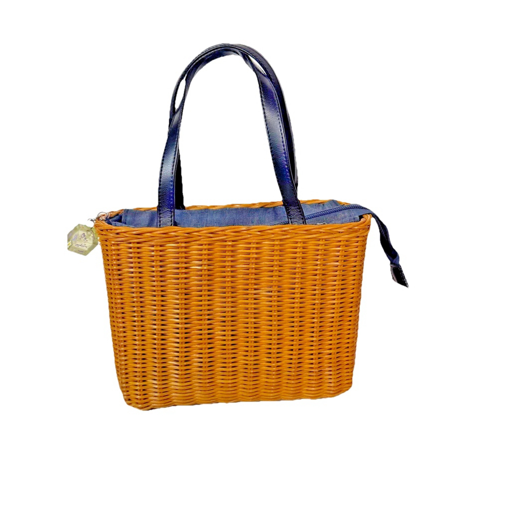 Jeanne Lottie Vintage Woven Rattan Bag with Top Handles - Picture 4 of 12